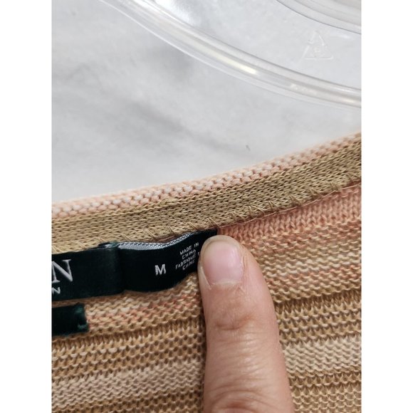 Lauren Ralph Lauren Denim Womens Sweater Medium Beige Linen Blend Striped Tunic - Picture 4 of 8